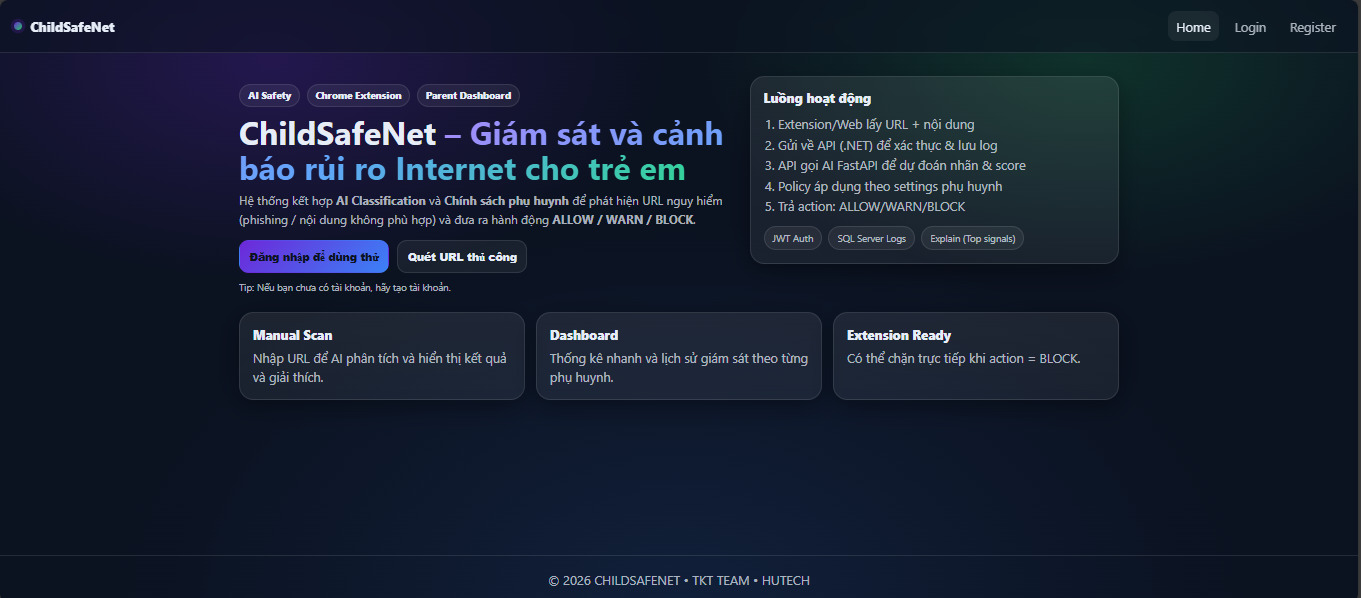 Parent Dashboard screenshot showing pairing token, protection toggle, latest logs, and quick scan