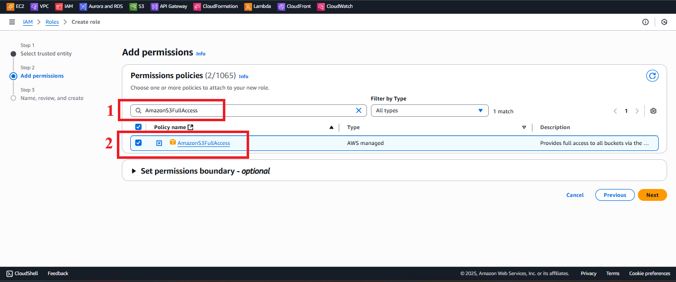 IAM - Add AmazonS3FullAccess