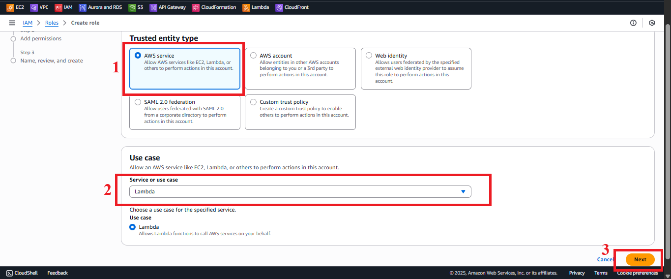 IAM - Choose Lambda Service