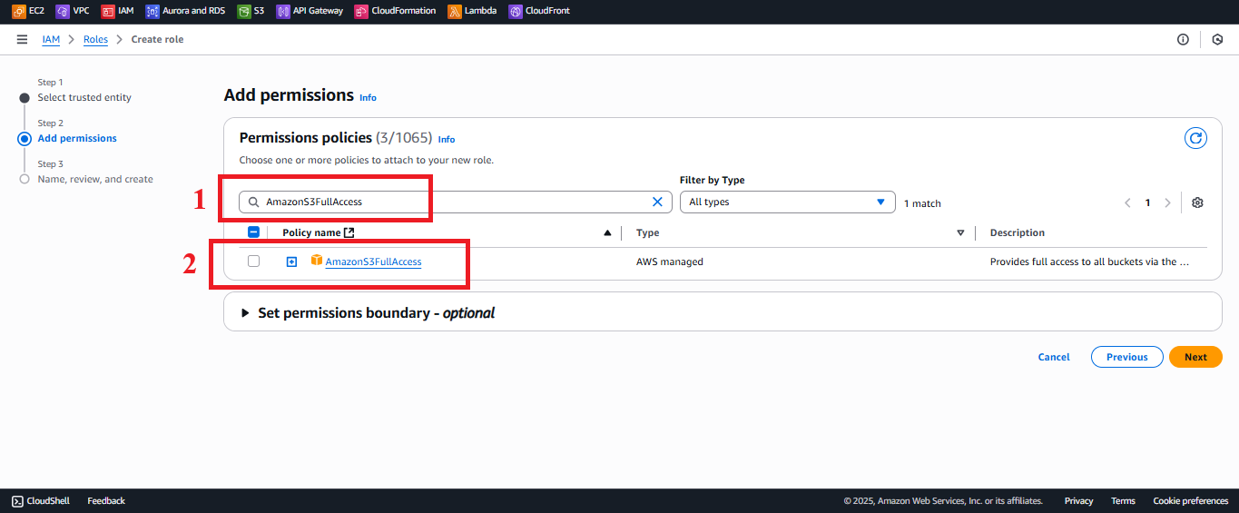 IAM - Add AmazonS3FullAccess