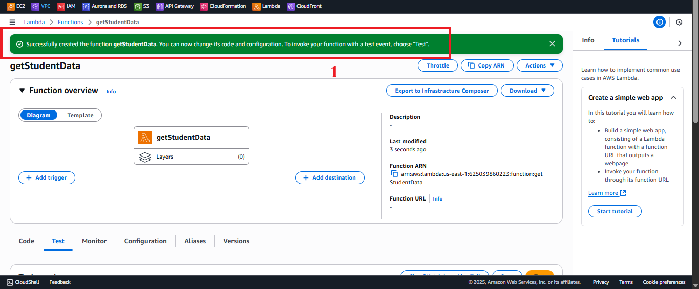 Function Details Page After Creation