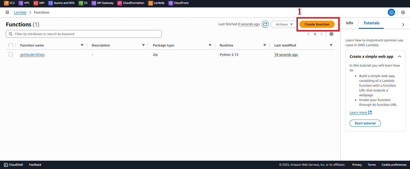 Create Function Button in Functions Interface