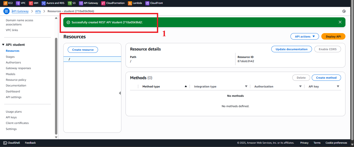 API Management Page for student API