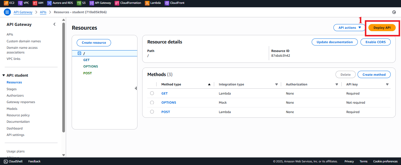 Click the Deploy API button.