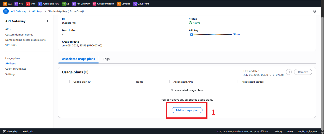 Linking StudentApiKey to StudentUsagePlan.