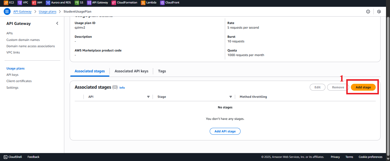 Clicking the Add API Stage button.