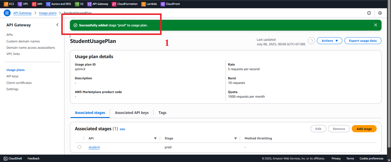 Status message of linking API and Stage.
