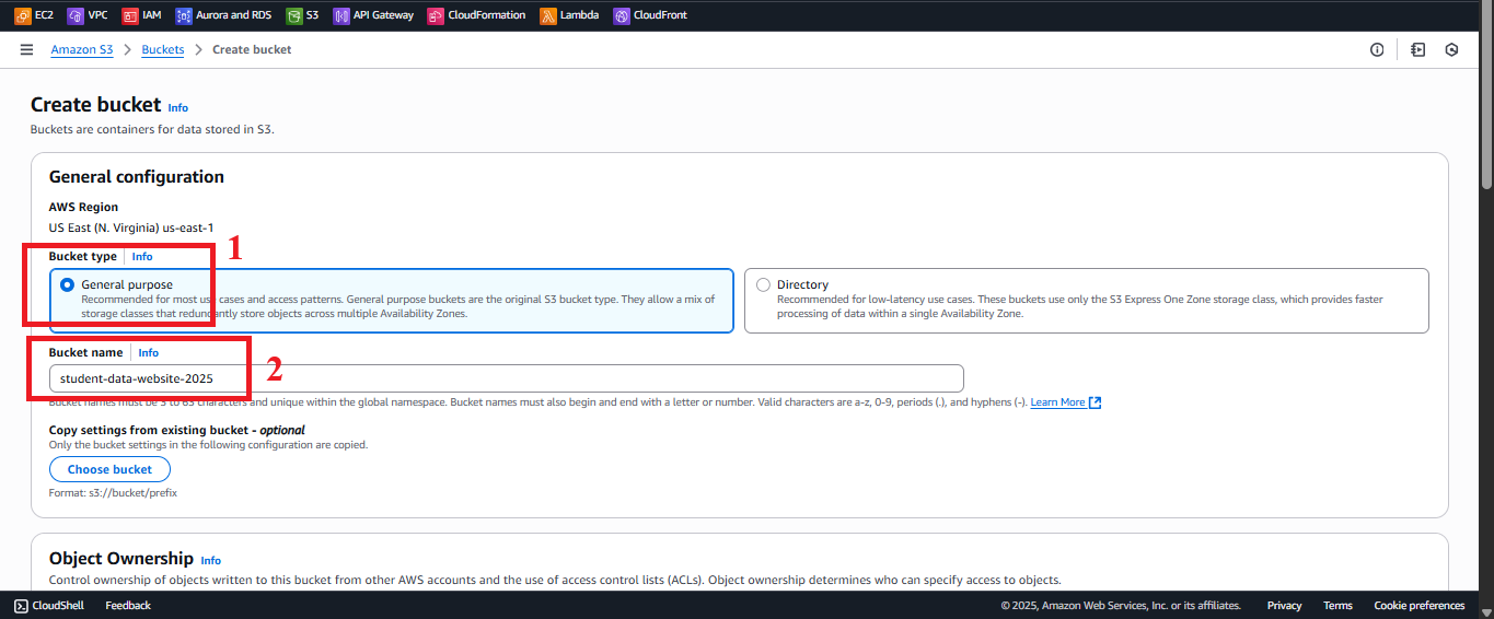 Configure Bucket Name and AWS Region