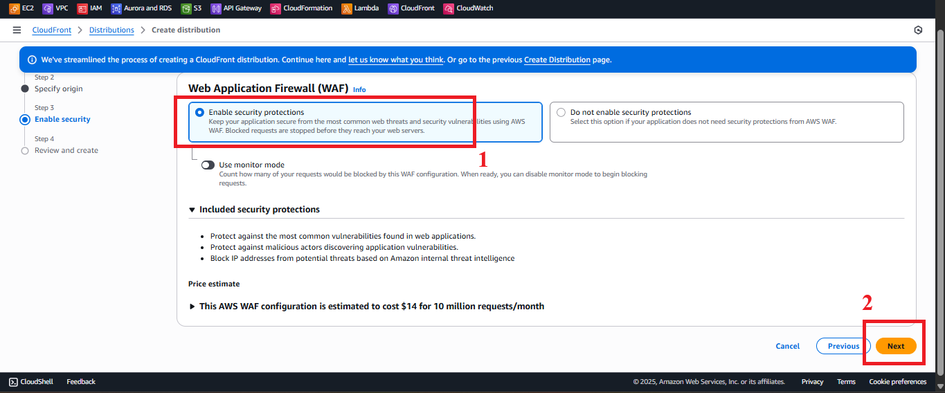 Configure Cache Behavior and WAF