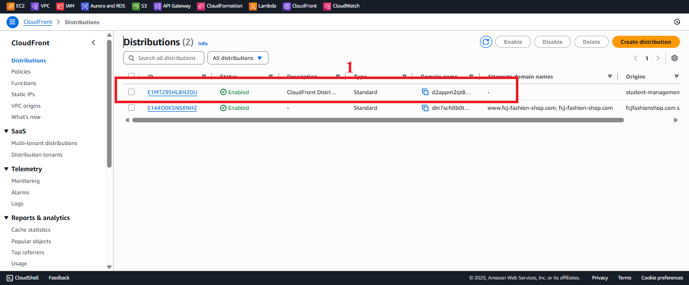 Select CloudFront Distribution
