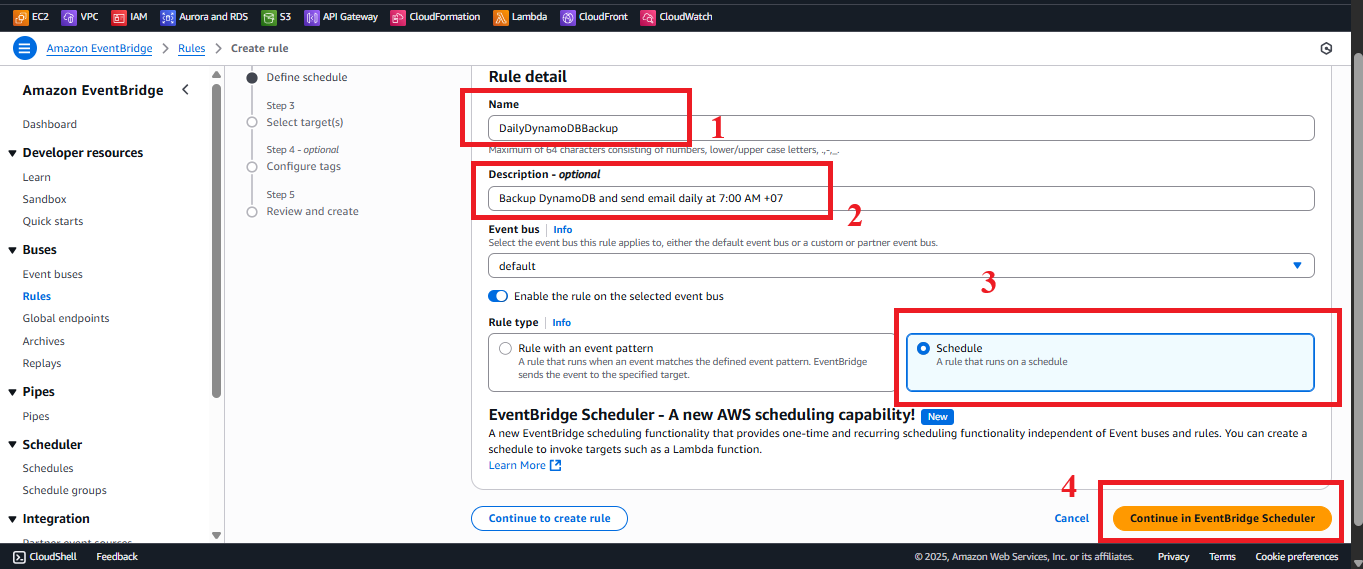 Configure rule name and description.