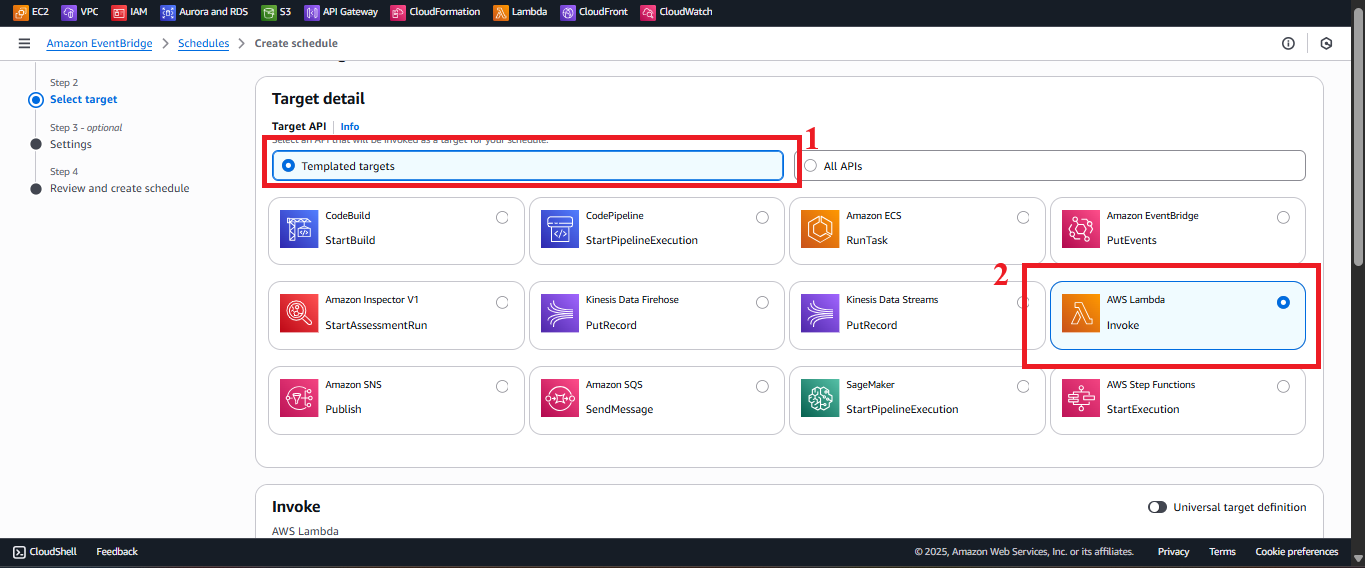 Select Target API.