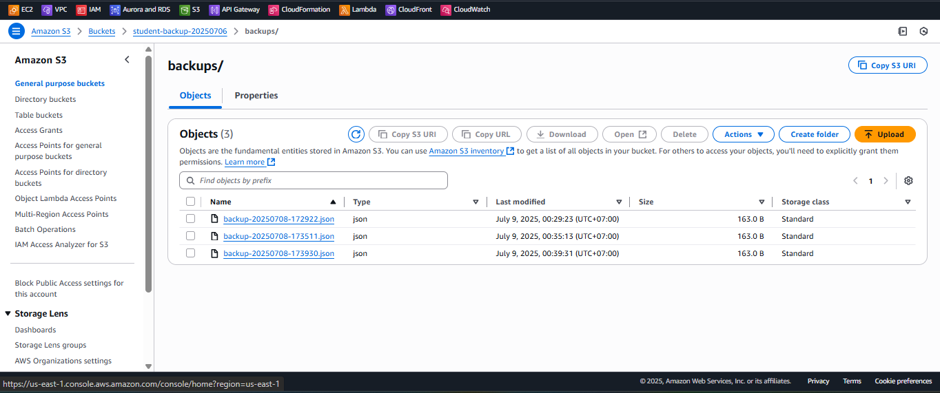 Backup file in S3.
